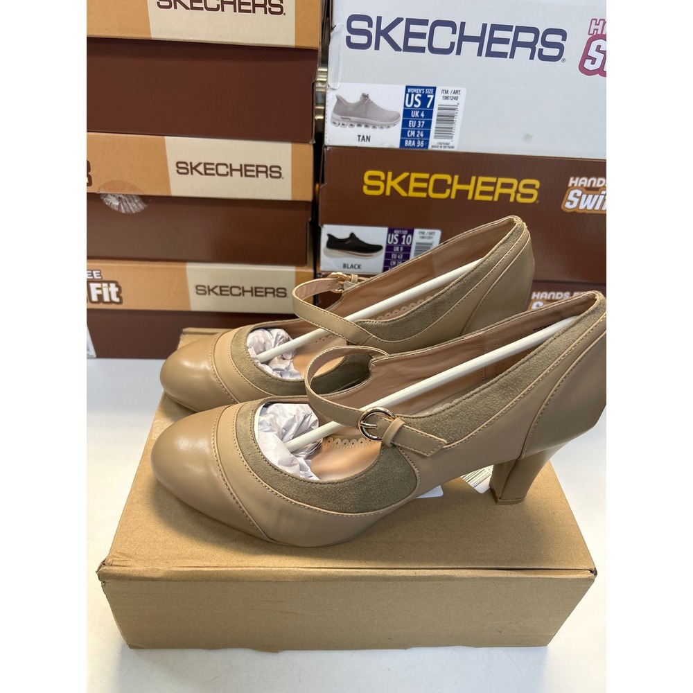 Journee Collection Siri Mary Jane Pumps Women Size 12 Tan Faux Suede Heel 0636
